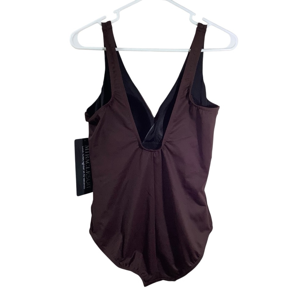 Miraclesuit Esmeralda One Piece Swimsuit Twisted Front V-Neck in Sumatra Brown - Picture 4 of 10